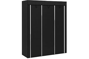 HOMCOM Armoire penderie Multi-Rangement - dim. 125L x 43l x 162,5H cm - Acier Noir Non tissé Noir