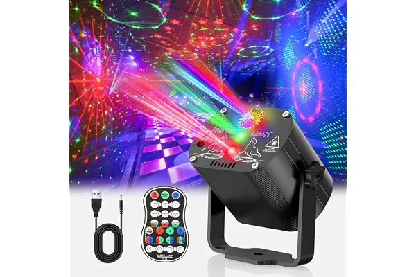 Tyonto luces discoteca, proyector Luz Fiesta ambiente karaoke Música con 60 Patrones Diferentes, Remoto USB 2M para Familiar, Discoteca Club Boda colores estroboscopicas luces habitacion de discoteca