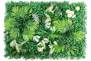 ANMINY 1Pc Garden Trellis Panels 24×16 inch Artificial Grass Wall Panels Ivy Fence Leaves with Grid Boxwood Panel Garden Screening Backdrop Wall Panelling,Pattern#2