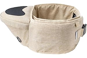 Hippychick Hipseat - Portabebés ligero con soporte para la espalda, correa ajustable, puede llevar niños de 6 a 36 meses, color avena