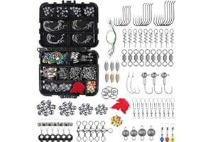 SANTUO 213Pcs Fishing Accessories Kit Sea Fishing Tackle Set with 15mm Spoon 16# 18# 15# Hooks Jigs 1g 5g 7g Weights and More Other Accessories Suitable for Trout Bass Perch Pike With Tackle Box