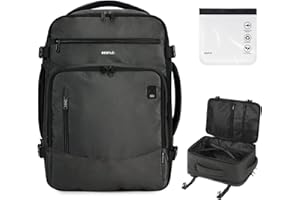 ECOHUB Mochila Viaje Cabina Avion 45x36x20 Debajo del Asiento Maletas de Viaje Equipaje de Mano Mujer Eco Pet Mochila de Senderismo para Impermeable Hombre 30 litros Botella de Agua(Gris)