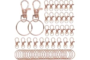 Amlope 60 Cierres en total (30 ganchos de seguridad giratorios + 30 llaveros de metal 25 mm) con Anillas de 360 Grados, para llavero, mosquetón, para joyas, bolso de hombro, accesorios DIY