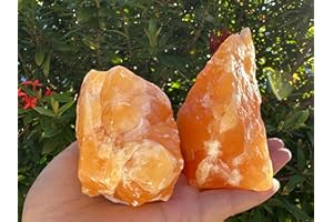 GAF TREASURES Extra Large Orange Calcite Rough Natural Stones, Raw Calcite Orange Crystals (0.5-1 Pounds)