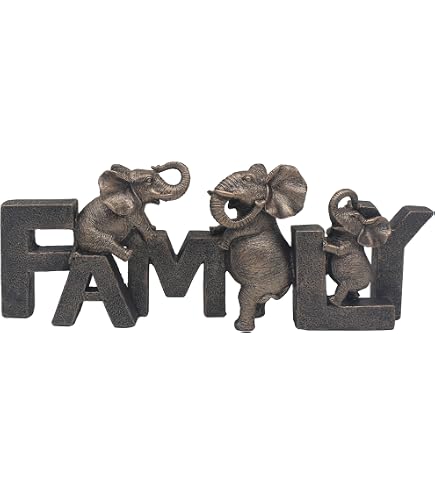 Ornamenti in resina, 1 mamma elefante e 2 cuccioli statue artigianali