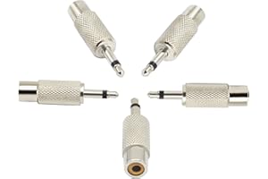 zdyCGTime Adaptador de Audio RCA a 3,5 mm,Adaptador de Conector Mono Macho a RCA Hembra de 2 Secciones de 3,5 mm.(5 Piezas)