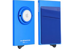 1onespo ULTRASLIM Porta carte di credito uomo - Portafoglio Airtag- Porta tessere e documenti - Portacarte protezione RFID, Blu