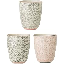 Bloomingville Petites tasses à café Cécile, Rose et Gris, 3 pièces