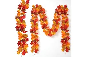 Höstgirlang höstblad, 1,75 m LED höst lönnlöv ljuskedja, höstdekoration inomhus och utomhus, höstdekor, halloween dekoration ljuskedja höst för Thanksgiving middag fest öppen spis