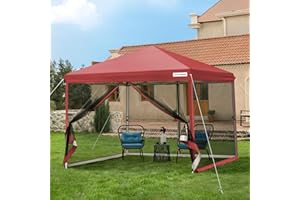 VIVOHOME Gazebo 3x3m Canopy Waterproof Outdoor Tent with Mosquito Netting and Portable Roller Bag for Yard Camping Picnic Party Events