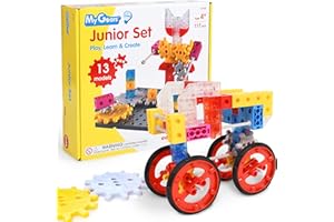 EDX EDUCATION edxeducation My Gears zestaw dla dzieci – 117 elementów – 13 aktywności – zabawka z zębatką dla dzieci – buduj obrotowe, ruchome modele – zabawka konstrukcyjna dla dzieci w wieku 4-8 lat