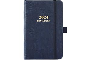 COLORAGE Pocket Diary 2024 - Day Per Page Diary 2024, Daily Planner from January to December 2024, Pocke Size 9x12 CM, with Faux Leather Hardcover, Elastic Closure, Back Pocket, Blue