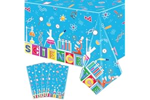 Inspireyee 4 PCS Science Party Tablecloth Decorations Mad Scientist Theme Birthday Party Supplies Science Party Tablecloth Rectangular 51 x 86in Laboratory Table Covers for Science Lab Party Decor