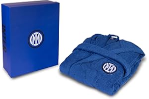 hermet Inter, Accappatoio con Cappuccio, Accappatoio Unisex, In Spugna 380 gsm, 100% Cotone, Logo dell' Inter Lato Cuore