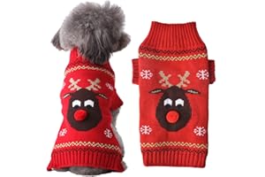 HRTTSY Hundepullover für Weihnachten Cartoon Rentier Haustier Katze Winter Strickwaren Warme Kleidung