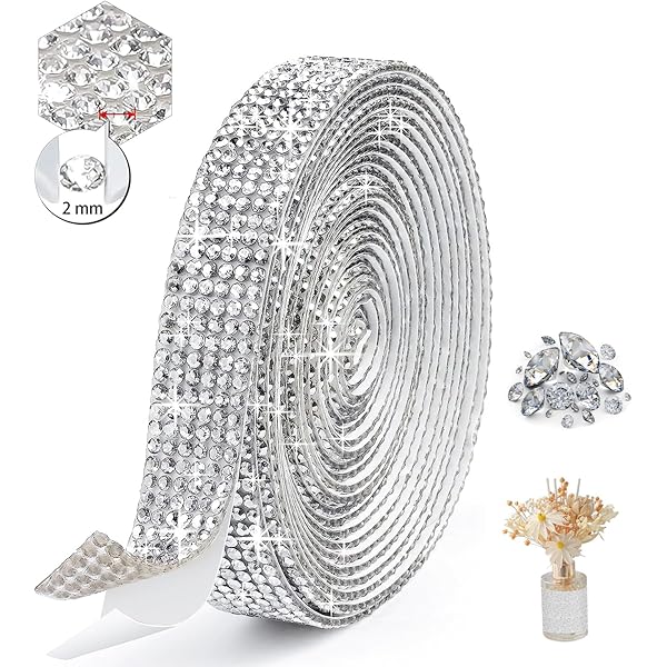 Nastri Adesivi Con Strass Diamantati - 2 Rotoli Da 10mm X 0,91m Per Decorazioni Fai Da Te E Artigianato - Foto 14