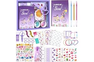 ONBAGLST DIY Journal Kit for Girls 8-14, Scrapbook Kit, Girls Journal Kit, Gifts for 8-12 Year-Old Children (Light Purple)