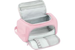 Bibykivn Trousse Grande Capacité - Trousse à Crayons Zippée en Toile avec Compartiments, Étui à Crayons Durable, Cadeau pour Collège Étudiants Fille Garçon Adolescent (Rose, XL)