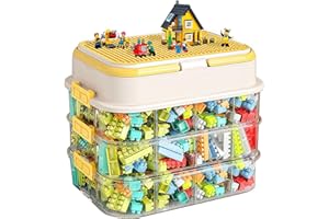Focenat Aufbewahrungsbox für Legosteine, Aufbewahrungsbox für Bausteine, Sortierboxen für Legosteine, Kunststoff Sortierboxen, Ordnungsboxen mit Deckel für Bausteine und Puzzle