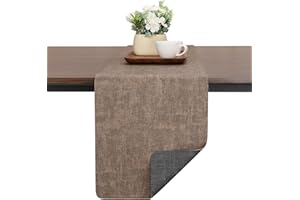 Chitomars Runner Tavola Moderno in Ecopelle, Bifacciale Non-Scivolose Lavabile Riutilizzato Resistente al Calore Runner da Tavolo (Grigio Marrone, 30 x 183 cm)