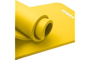 POWRX Tapis d'exercice | Tapis de sport épais 190 x 60, 80 ou 100 cm [épaisseur 1,5 ou 1 cm] | Tapis d'entraînement, yoga, gymnastique, à la maison | Tapis doux pour la peau mousse sans phtalate