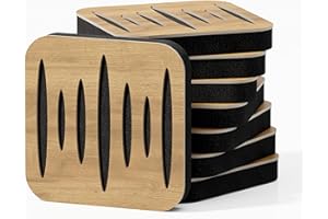 UA ACOUSTICS Paquete de 8 mini paneles acústicos difusores de absorción de sonido, 23 x 23 cm, absorción, difusión, reflexión, insonorización, aislamiento, placas perforadas de color: (roble, colombia)