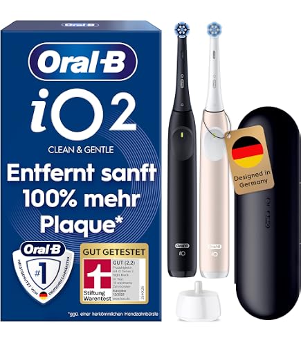 8 Aufsteckbürsten für Oral-B iO 2-10 Series, Ersatzbürsten, Schwarz-Weiß