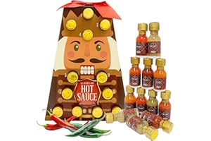 Topline Hot Sauce Gift Set - Gourmet 12 Days Nutcracker Advent Calendar 2025-6 Hot Chilli Sauce Flavours Secret Santa Gifts - Christmas Food Gifts for Men, Women, Friends and Family