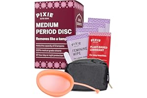 PIXIE CUP Pixie Disco Menstrual – Sin Metales ni Toxinas – Silicona de Grado Médico 100% – N.º 1 en Suavidad Reutilizable – Inserción/Extracción Tipo Tampón – 12 h – Capacidad 7 Tampones (M)