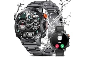 LIGE Men's Smartwatch with Phone Function for Android iOS 1.43 Inch Amoled HD Outdoor Sports Watch Smartwatch with 110 Sports Modes, Heart Rate Monitor / Sleep Monitor, IP68 Waterproof Pedometer, 400