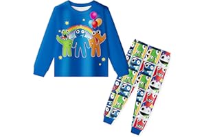 Pitevotur Rainbow Pyjamas Blue Boys Pjs Cartoon Nightwear Set Sleepwear for Kids 3-10 Years
