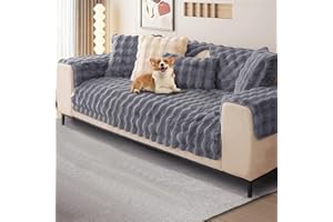 Sour Lemon Thick Rabbit Plush Sofa Cover 2 3 Seater,Corner Sofa Covers Soft Sofa Cushion Covers Non Slip Sofa Cover I Shape Corner L Shape 1 2 3 4 Seater Couch Covers,Warm Sofa Cushion Cover 90x160cm