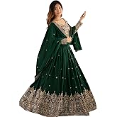 RUKHA FAB Women’s Embroidered Anarkali Lehenga Choli Set with Dupatta | Heavy Traditional Ethnic Wear for Wedding, Festive & 