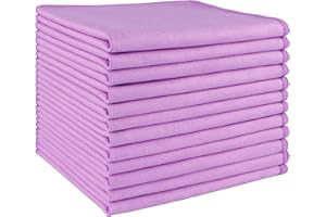 HOMEXCEL Microfibre Glass Cleaning Cloths 12 PK, Lint Free Streak Free, Reusable Cleaning Cloth for Cleaning Windows, Glasses, Mirrors, Screens, Stainless Steel, and More Purple-30X30 CM