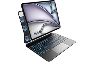 nimin Clavier pour iPad Air 13 Pouces M2 2024 et iPad Pro 12.9 Pouces 2022-2018 avec Design Magnétique Flottant, Pavé Tactile Multi-Touch, Rétroéclairage à 7 Couleurs, AZERTY