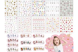 MLLTECH 10 Fogli di adesivi per unghie per bambini, adesivi per unghie autoadesivi Cartoon Princess Nail Art Decals DIY Nail Stickers Nail Art Decorazione per donne ragazze adulti bambini