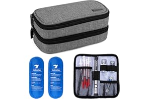 Yarwo Bolsa de Insulina Organizador, Bolsa de Diabetico, Isotermica Insulina Estuche Diseñado especialmente para tomar bolígrafos de insulina u otros suministros para diabéticos, Gris