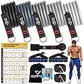 COFOF Resistance Bands Set with Handles, Exercise Bands Stackable up to 150lbs, Gym Bands with Workout Poster & Door Anchor &