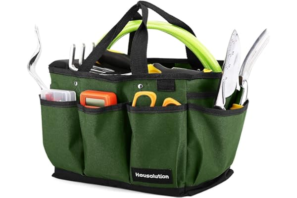 Housolution Sac Fourre-tout de Jardinage, Sac de Rangement d'Outil de Jardin et Organisateur à la Maison avec des Poches, Résistant à l'Usure et Réutilisable - Vert Foncé
