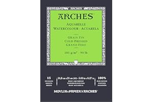 Arches- Blocco Enc 14,8x21 15H Aquarelle 100% Fine 185g Blanc Nat, Colore Bianco Naturale, A1795217