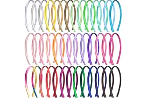 Duufin 40 Stück Haarreifen Satin 1cm Satin Stirnbänder für Mädchen Damen