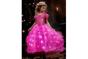 UPORPOR Princess Costumes for Girls, Light Up Princess Dress Up for Girls Aged 2-10, Princess Fancy Dress for Girls Birthday Party Halloween Christmas Cosplay