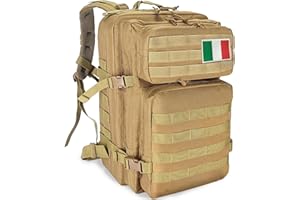 HEMSO Zaino Militare 45 Litri, Impermeabile Grande Zaino Tattico, Molle Zaini di Assalto per Uomo Donna Università Sopravvivenza Viaggio Trekking Campeggio Caccia Moto Palestra Fotografico