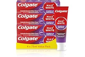 Colgate Max White Purple Reveal Teeth Whitening Toothpaste - Clinically Proven to Remove up to 100% of Surface Stains** - Flu
