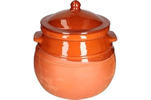MamboCat pot en argile avec couvercle Pot à ragoût Pot à rhum/concombre 4,5 litres Méditerranéen Pot unique fait main Partiellement émaillé Antique/vintage Style Moyen-âge Style viking