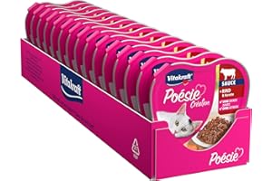 Vitakraft Poésie Création Comida húmeda para gatos, con Carne de Vacuno, con Zanahoria, canapés en Salsa Fina, para gatos Adultos, sin azúcar ni Cereales añadidos (15 x 85 g)