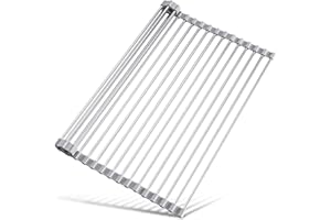 TOMOROTEC Attom Tech Home - Scolapiatti multiuso pieghevole in acciaio inox per lavabo, 45 x 39,4 cm