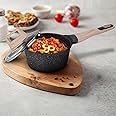 AGARO Imperial Granite Non Stick Sauce pan with Glass Lid, 1.5L / 16cm, Cast Aluminium Body, Tea Pan, Milk Pan, Soup Pan, Gas & Induction Compatible, Dark Grey