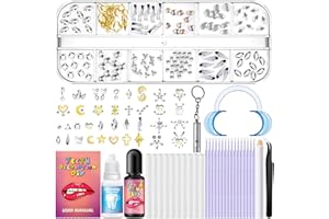 Vautvis Biżuteria z klejnotami do zębów, Biżuteria z zębów, 207 sztuk DIY Zestaw klejnotów do zębów Zestaw biżuterii do zębów