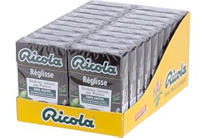 Ricola - Bonbons aux Plantes Suisses - Parfum Réglisse - Gourmand et Rafraîchissant - Sans Sucres - Lot de 20 boîtes de 50g